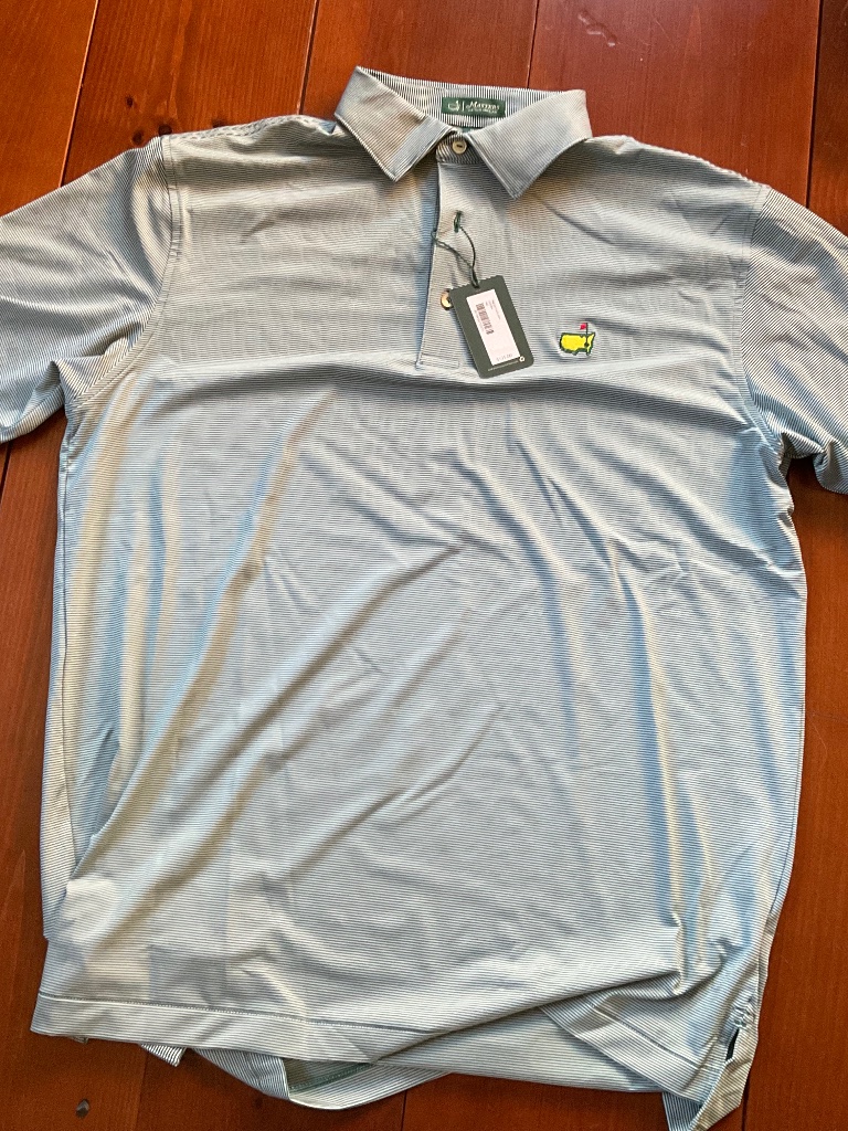 Brand New Peter Millar Green/White Stripe Medium Golf Shirt